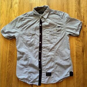 Men's Marc Ecko Cut & Sew Short Sleeve Button Down shirt, size M